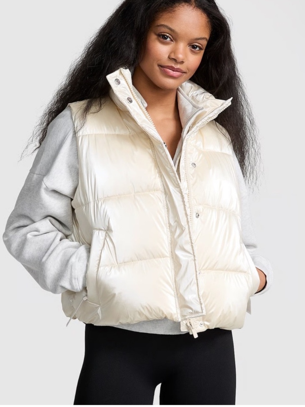PINK Victoria's Secret High Shine Marshmallow Puffer Vest Size Small